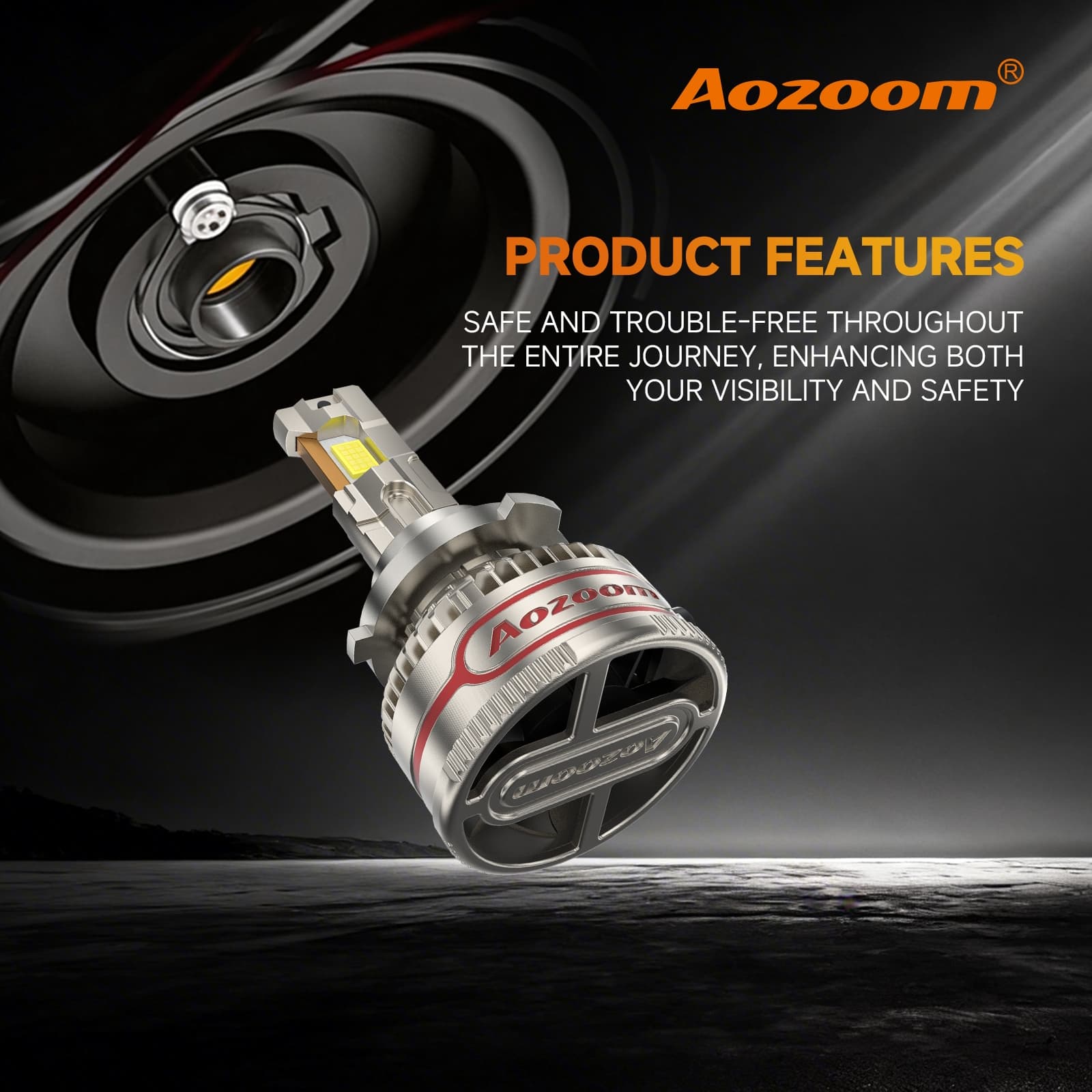 Aozoom Z-200 Pro Series 9006 LED Bulbs, Brightness 16000LM 150W thumbnail 3