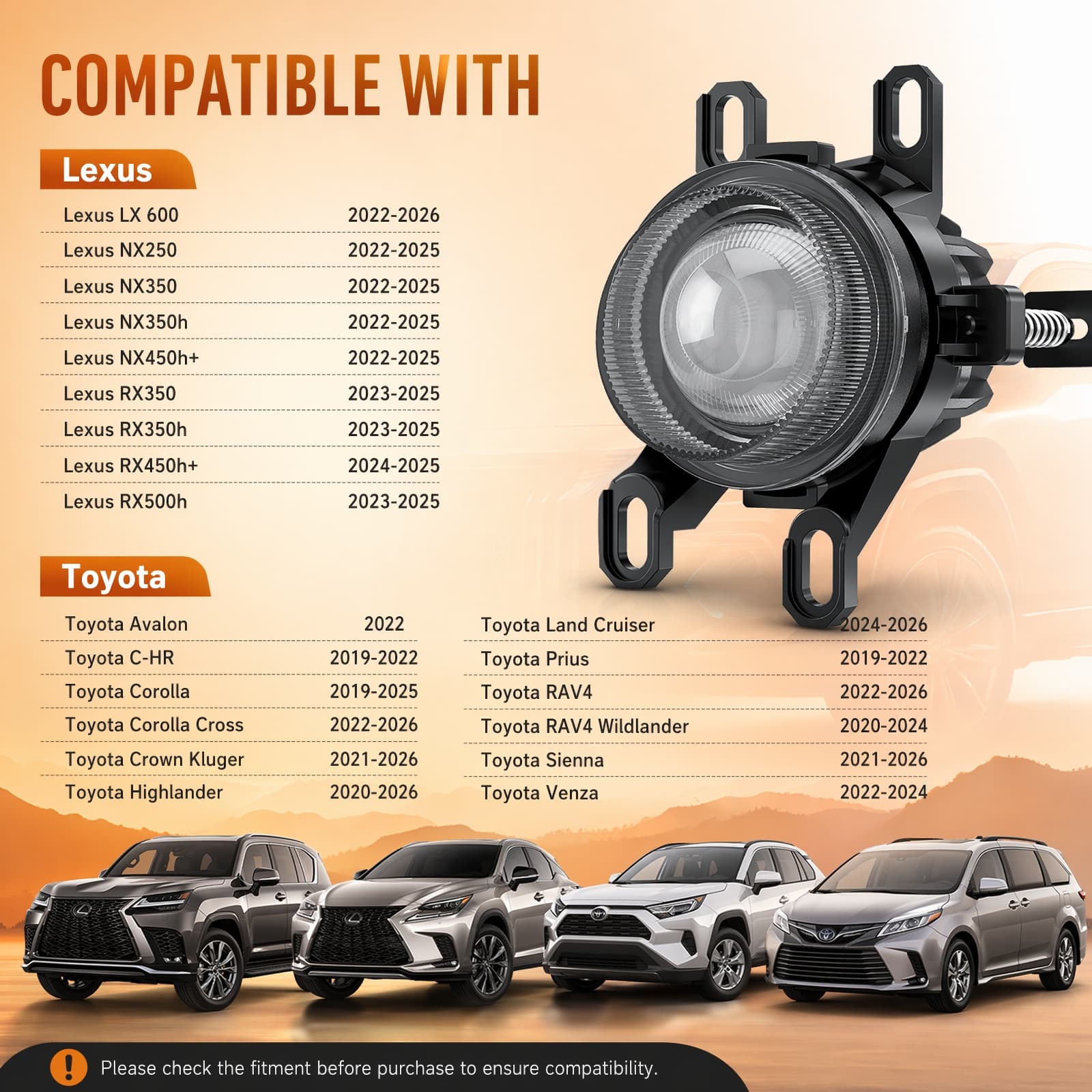 Aozoom F20 Series Fog Lights, Toyota Bi-color, White Yellow thumbnail 8