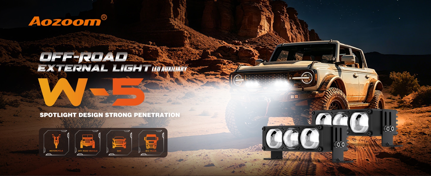 Aozoom Off-Road Series W-5 External Light, White Light detail 1